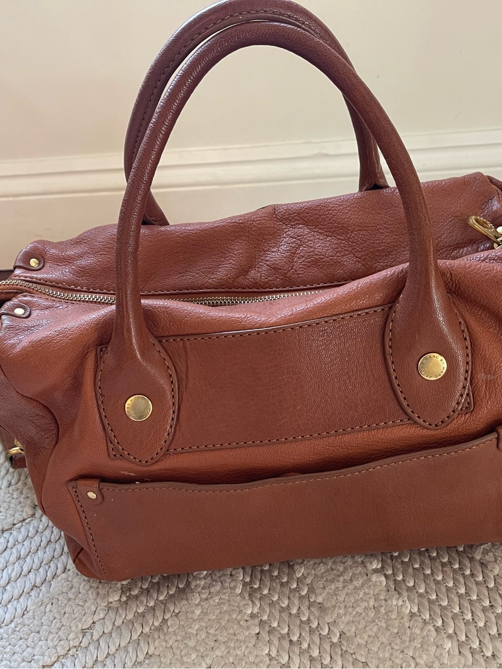 Marc by Marc Jacobs Cognac Leather Satchel with Gold Hardware - Picture 2 of 5